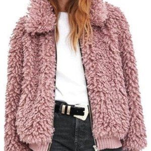 Zara Faux Shearling Bomber Coat Size S (NWT)